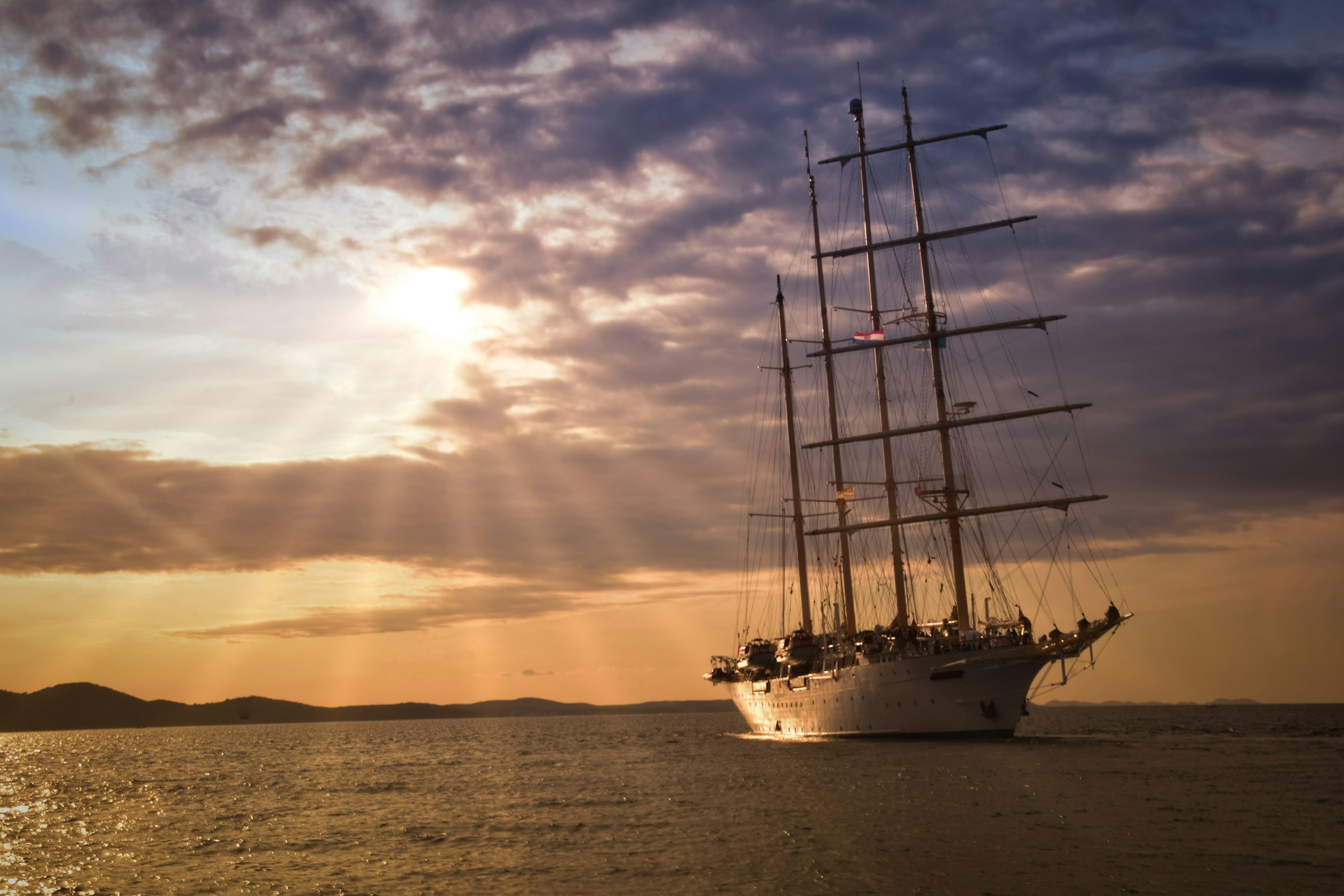 Sunset Sailing Ship